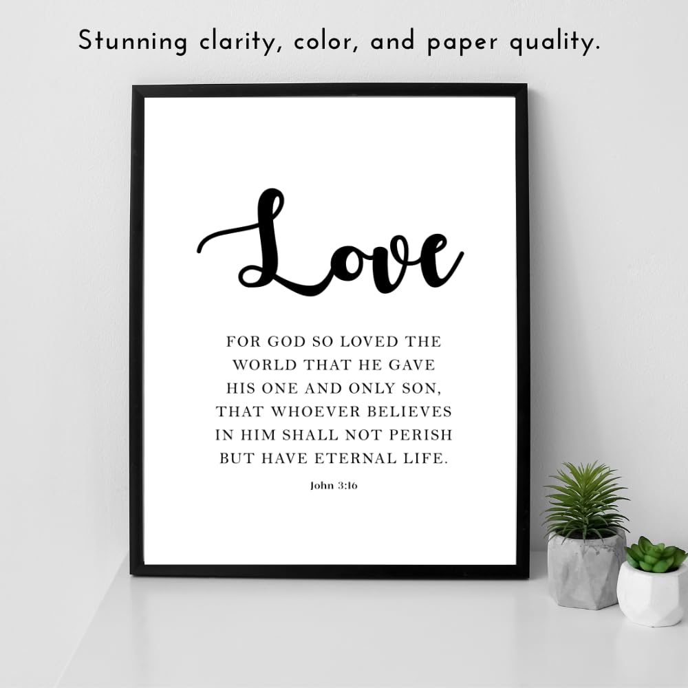 John 3:16 Bible Verse Wall Art Christian Scripture Poster Print Inspirational Love Quote Home Decor Gift for Christians