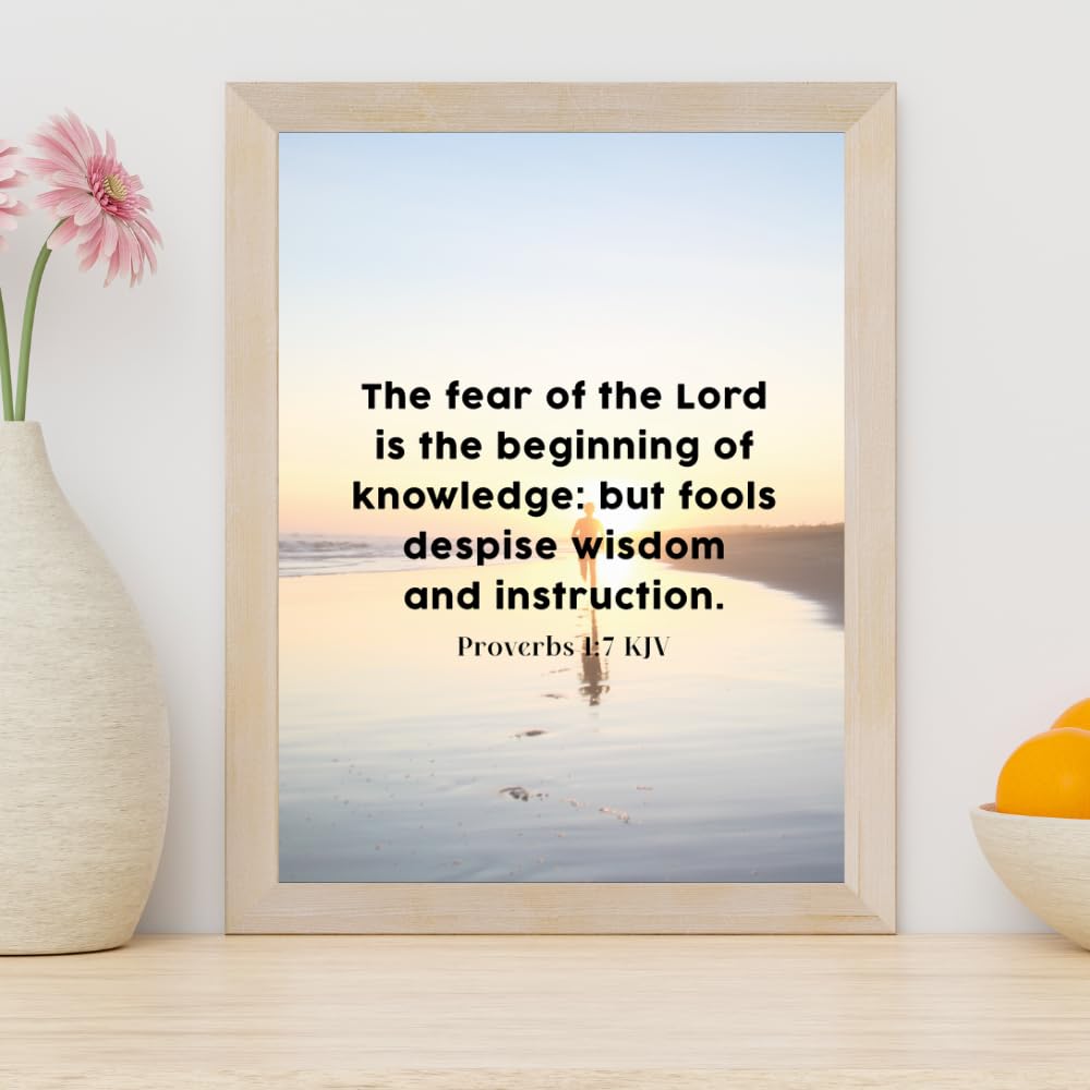 Proverbs 1:7 Bible Verse Wall Art Christian Scripture Poster Inspirational Prayer Decor Religious Home Gift