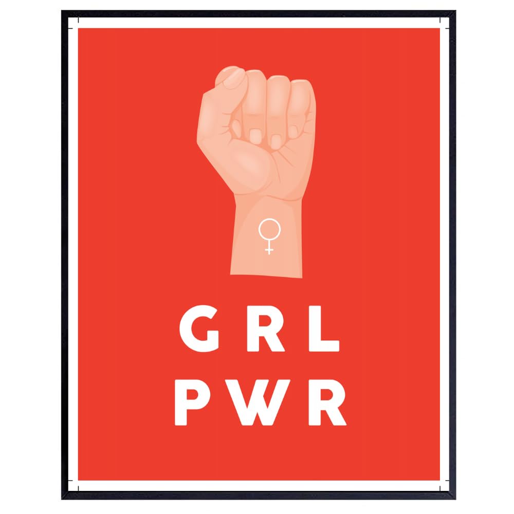 Girl Power Poster Feminism Wall Art Positive Affirmation Print Inspirational Artwork Modern Home Decor Gift for Women Girls Bedroom Office