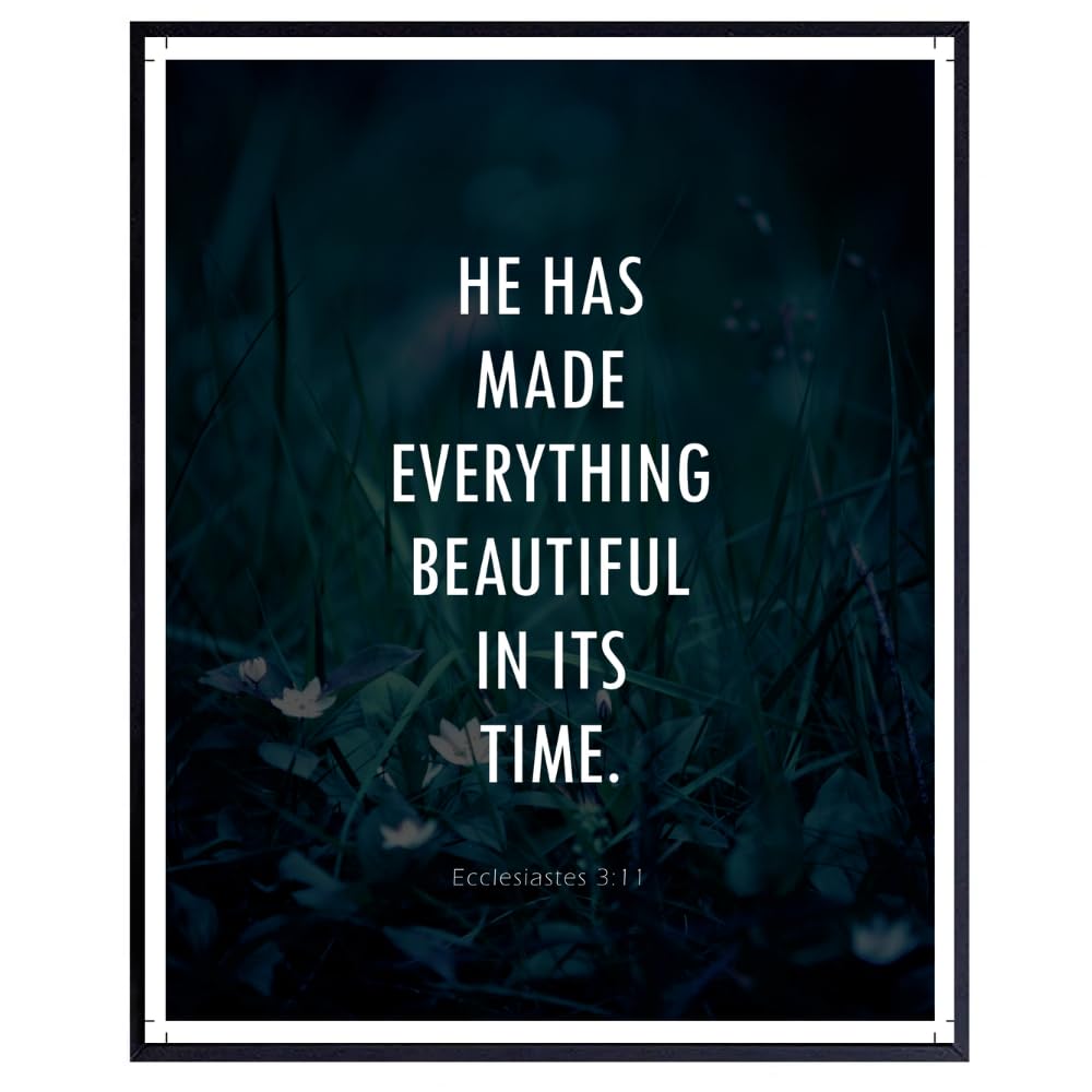 Ecclesiastes 3:11 Bible Verse Wall Art Christian Scripture Poster Print Inspirational Faith Quote Modern Home Decor Gift for Christians
