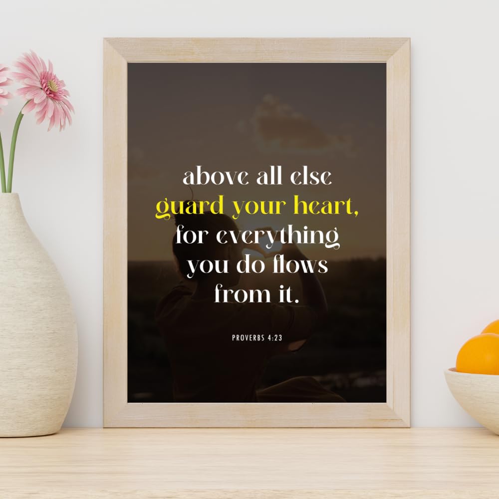 Proverbs 4:23 Bible Verse Wall Art Christian Scripture Poster Print Inspirational Faith Quote Modern Home Decor Gift for Christians