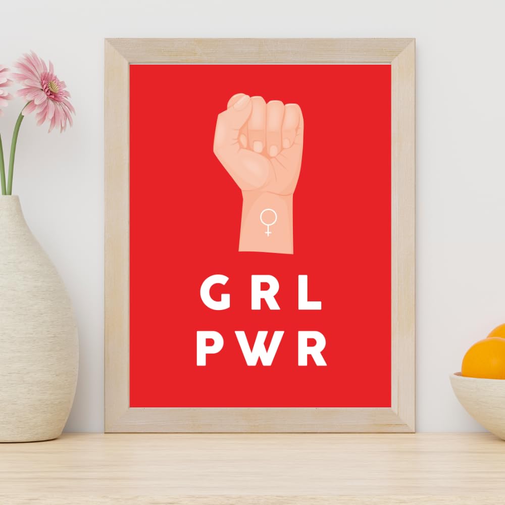 Girl Power Poster Feminism Wall Art Positive Affirmation Print Inspirational Artwork Modern Home Decor Gift for Women Girls Bedroom Office
