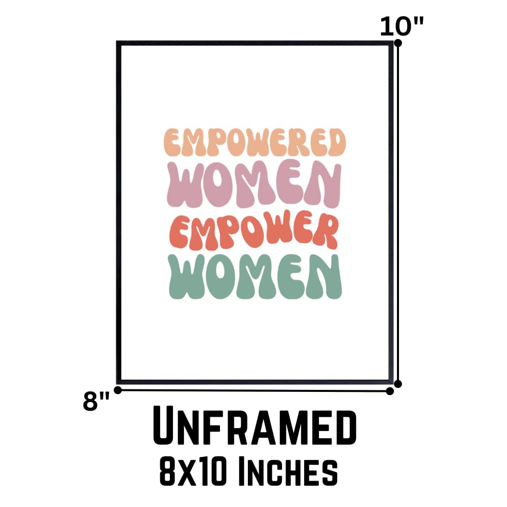 Empowered Women Wall Art Print - Inspirational Quote Poster - Positive Affirmation Decor for Bedroom Living Room Office - Gifts for Women Girls