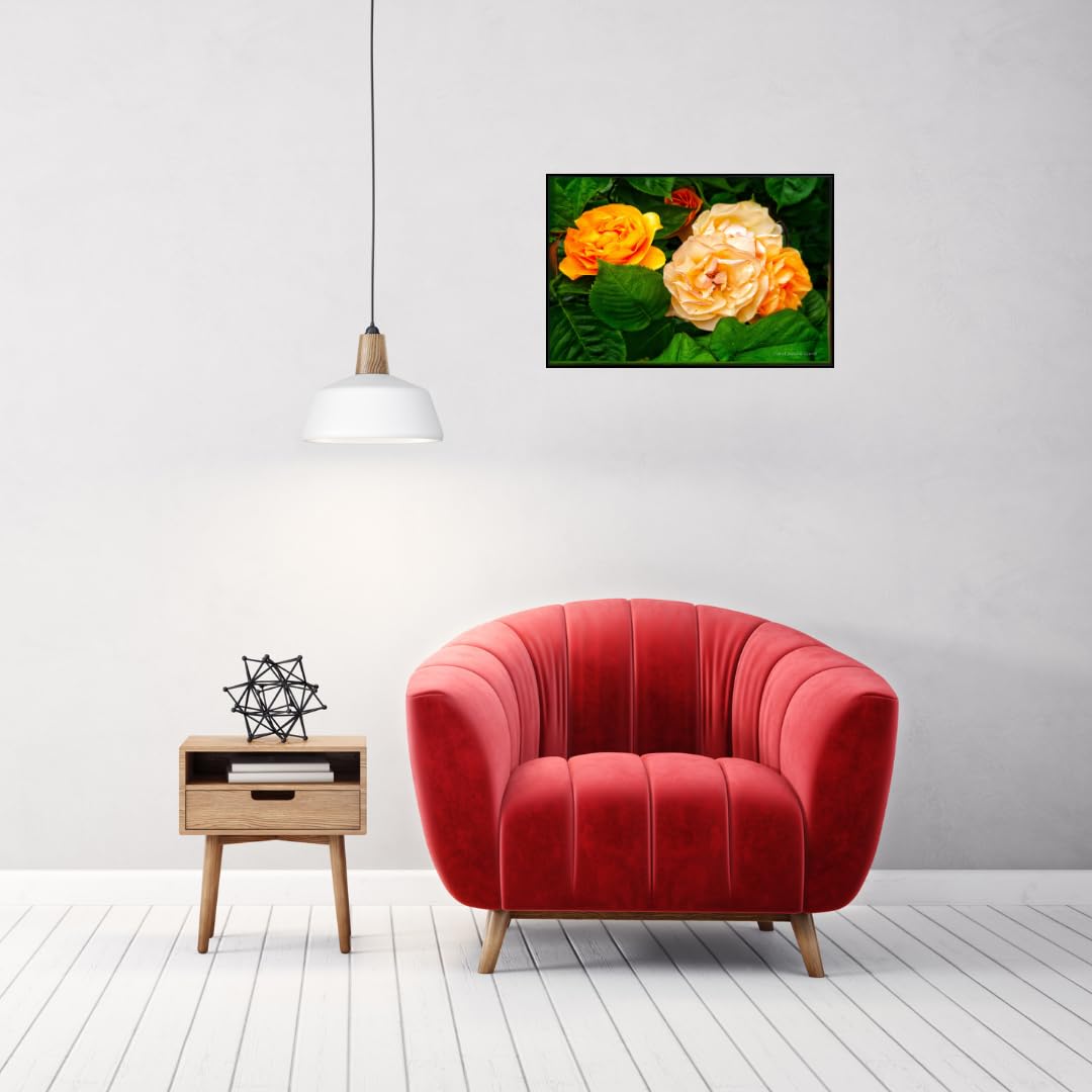 Amber Glow Rose Wall Art Poster – Floral Home Decor, Botanical Print for Living Room, Bedroom, Office, Gift, Nature Artwork