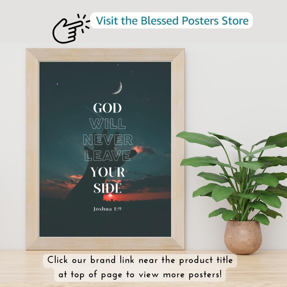 Joshua 1:9 Bible Verse Wall Art Scripture Poster Print Christian Home Decor Inspirational Religious Gifts