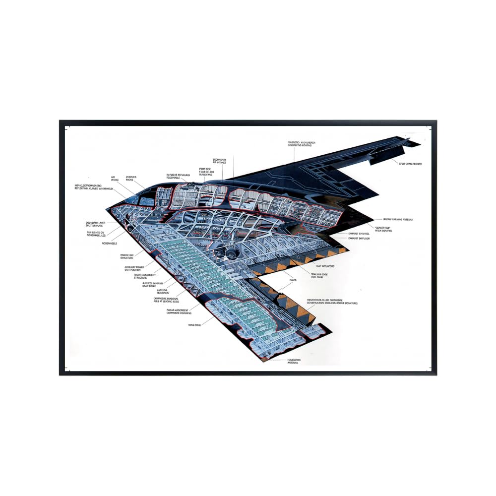 B-2 Spirit Blueprint Poster Stealth Bomber Military Aviation Wall Art Pilot Gift