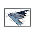 B-2 Spirit Blueprint Poster Stealth Bomber Military Aviation Wall Art Pilot Gift