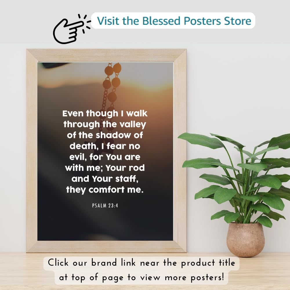 Psalm 23:4 Bible Verse Wall Art Scripture Poster Print Christian Home Decor Inspirational Faith Gifts