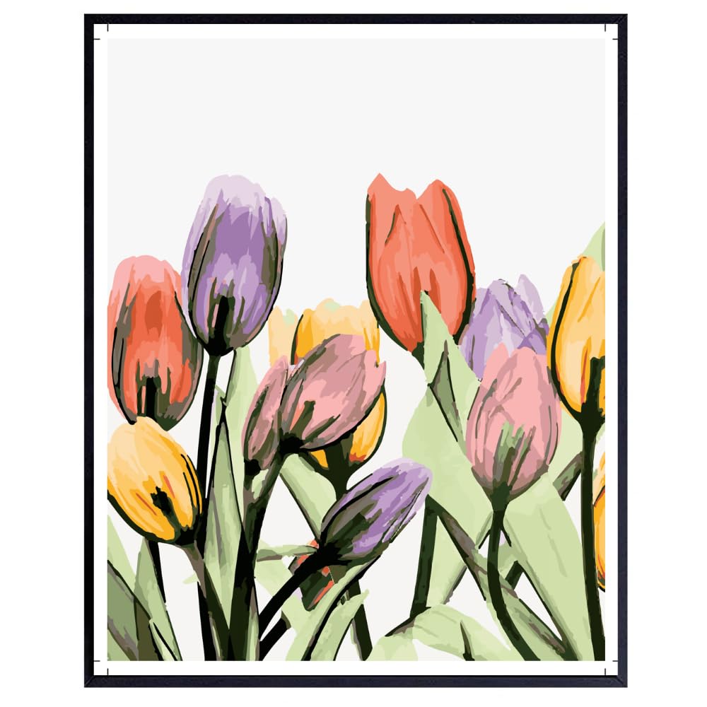 Blessed Posters Flower Painting Wall Art Print Colorful Floral Picture Tulips Watercolor Impressionist Room Decor