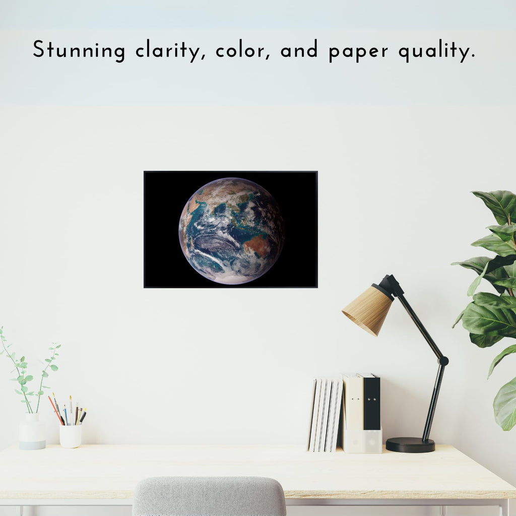 Blessed Posters Blue Marble Eastern Hemisphere Poster – Earth from Space Wall Art Print for Home Office Bedroom Decor – Astronomy Photography Planet Artwork