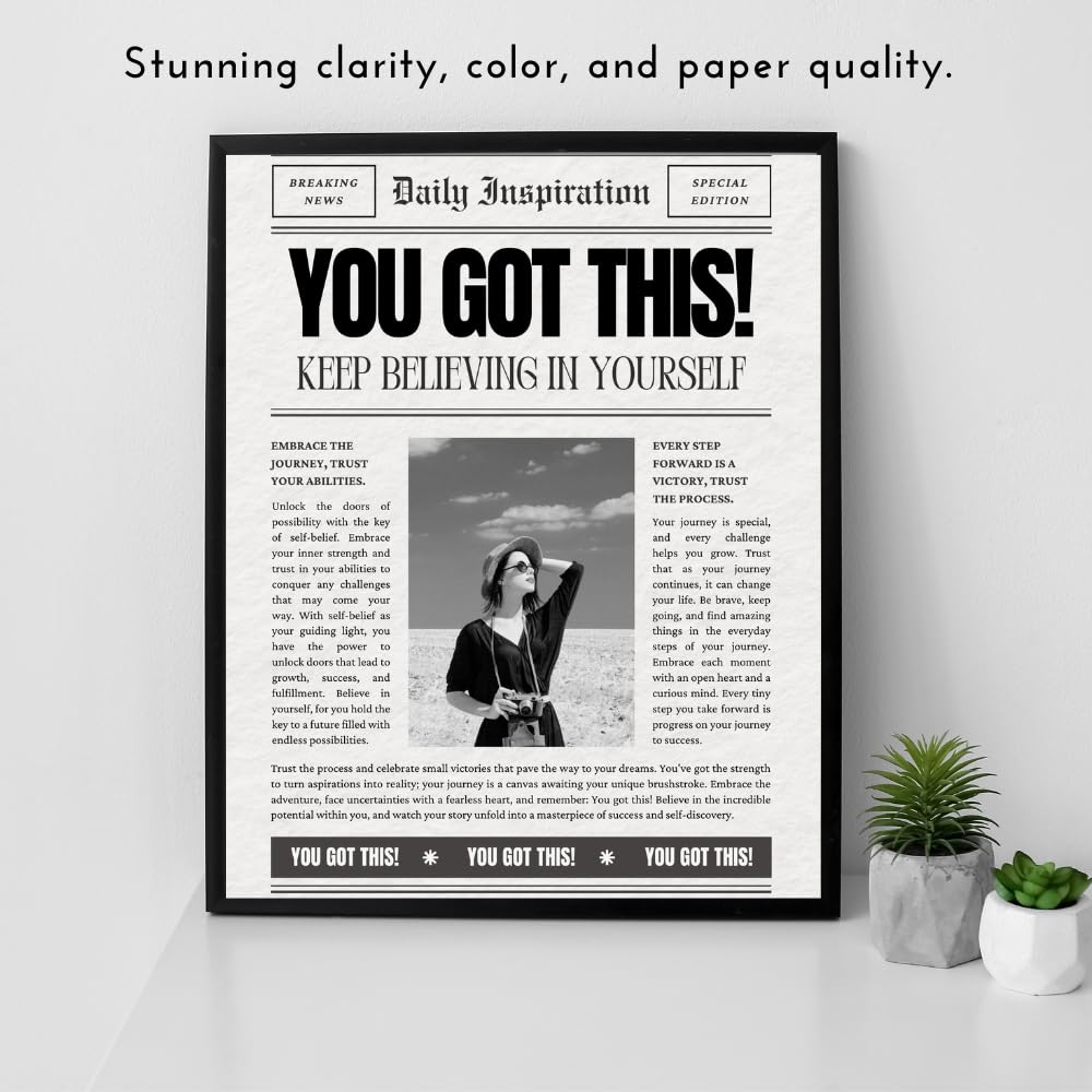 Breaking News You Got This Wall Art Print - Positive Affirmation Poster - Motivational Quote Decor for Bedroom Living Room Office - Inspirational Gifts for Women