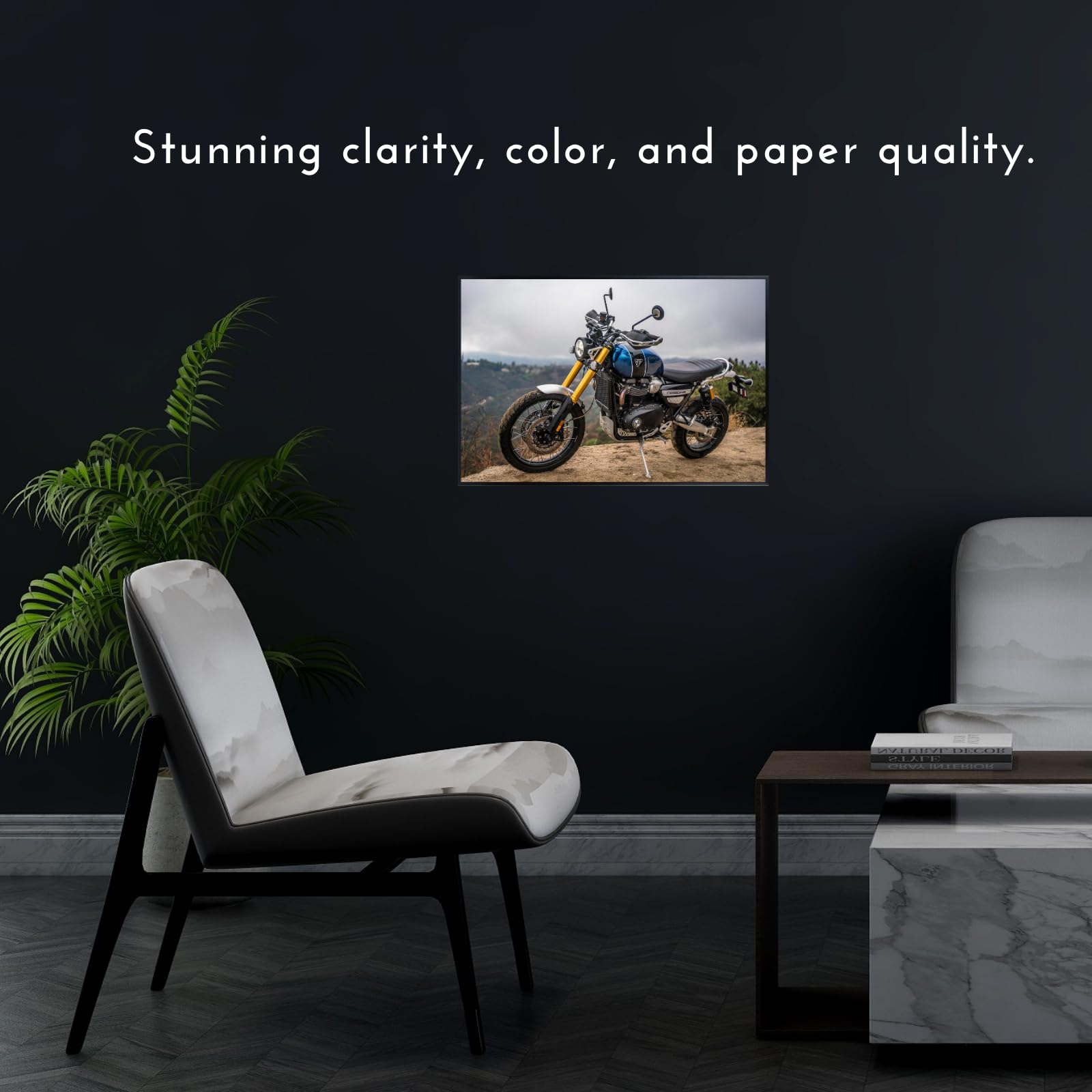 Triumph Scrambler 1200 XE Motorcycle Wall Art Poster – Modern Motorbike Decor for Garage, Office, or Living Room