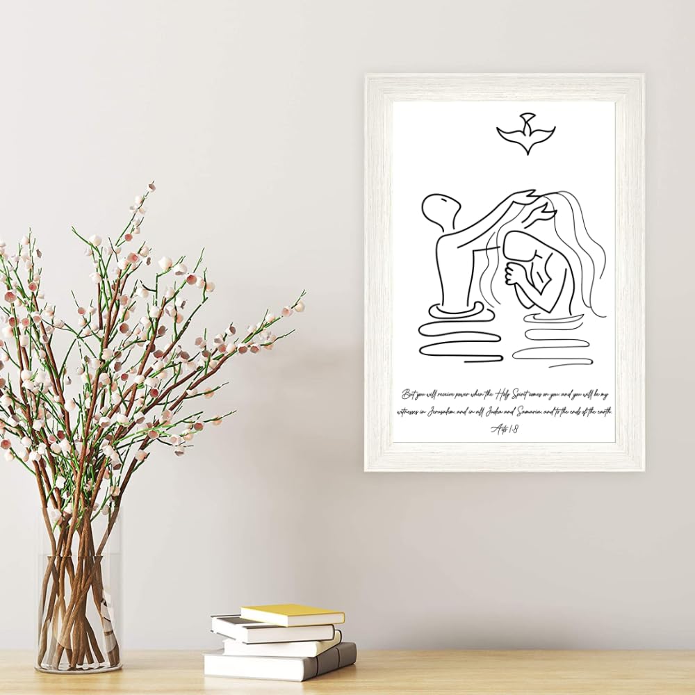 Acts 1:8 Bible Verse Wall Art Poster – Christian Scripture Print – Religious Home Decor for Living Room Bedroom Office Church – Inspirational Christian Gift Decoration