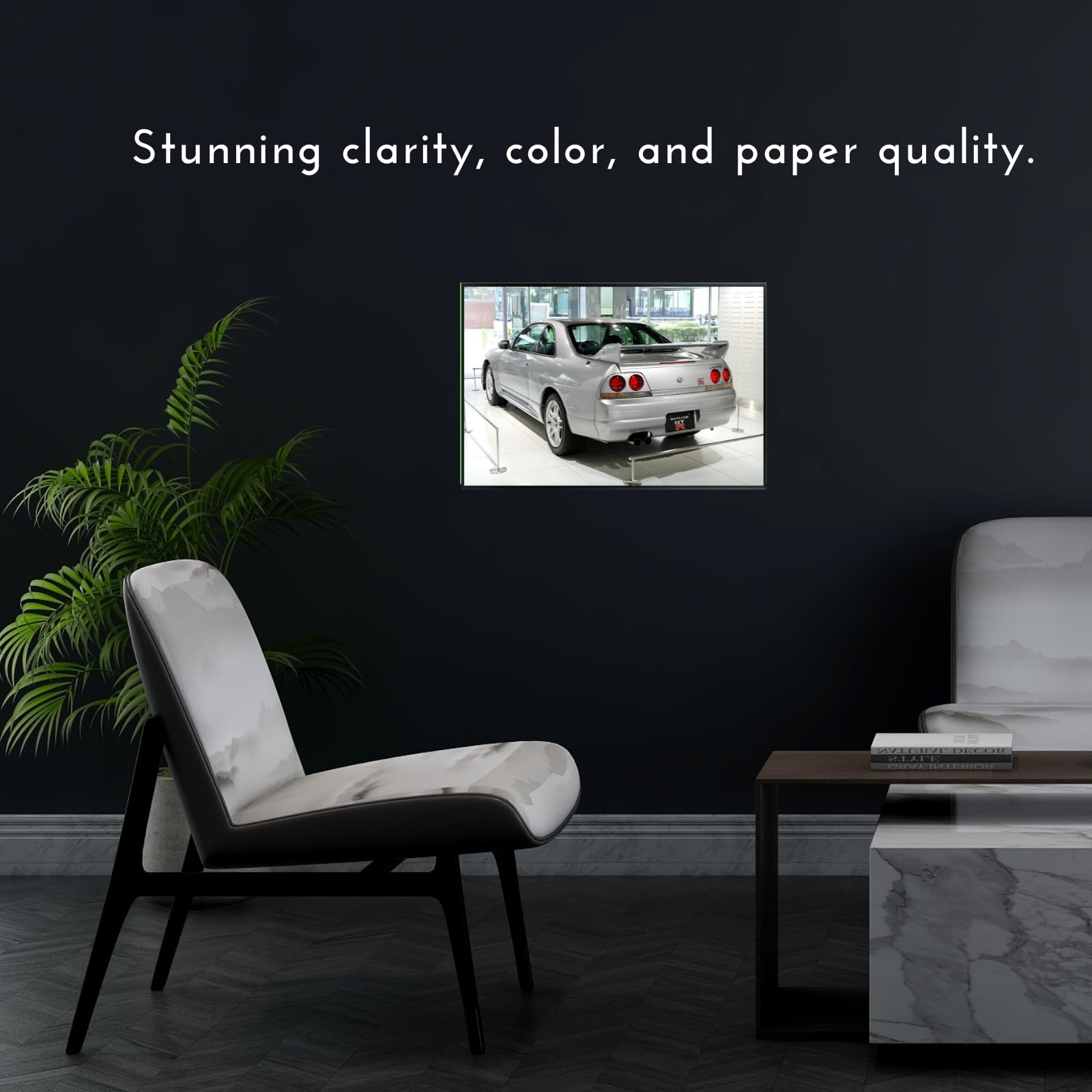 Nissan Skyline R34 Poster – Stylish JDM Sports Car Print for Garage, Studio, or Man Cave – Vintage Auto Display Accent
