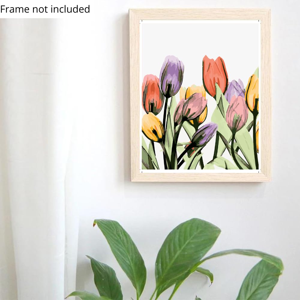 Blessed Posters Flower Painting Wall Art Print Colorful Floral Picture Tulips Watercolor Impressionist Room Decor