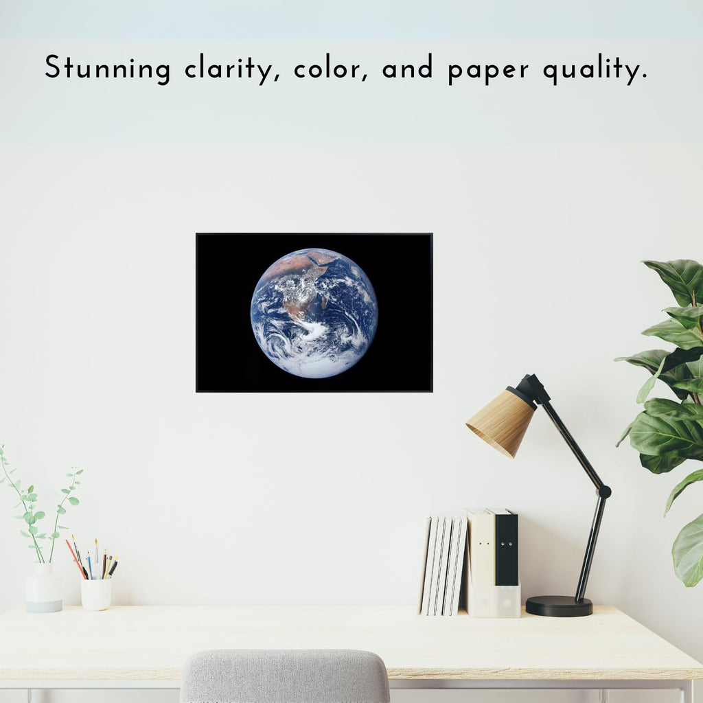 Blessed Posters Blue Marble Earth Poster – Space Planet Wall Art Print for Bedroom, Living Room, Office, or Home Decor – Astronomy Galaxy Photography Artwork