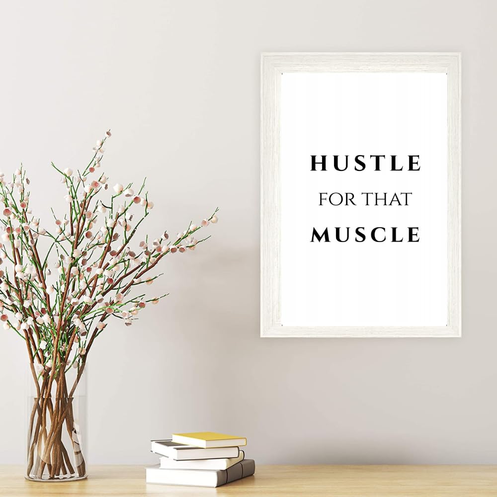 Gym Motivational Wall Art – Hustle for That Muscle Poster – Fitness Quote Print for Home Gym or Workout Room – Gift for Gym Lovers