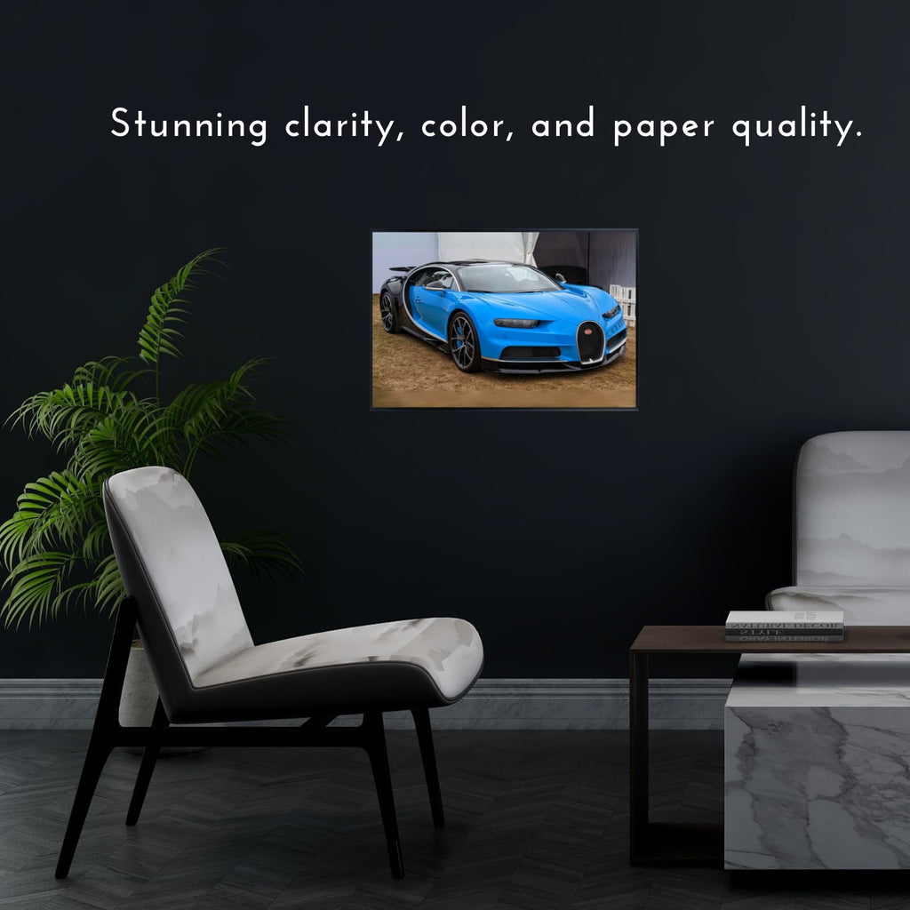 Blessed Posters Bugatti Chiron Poster – Exotic Supercar Wall Art Print for Garage Office Bedroom Living Room Décor – Luxury Car Gift