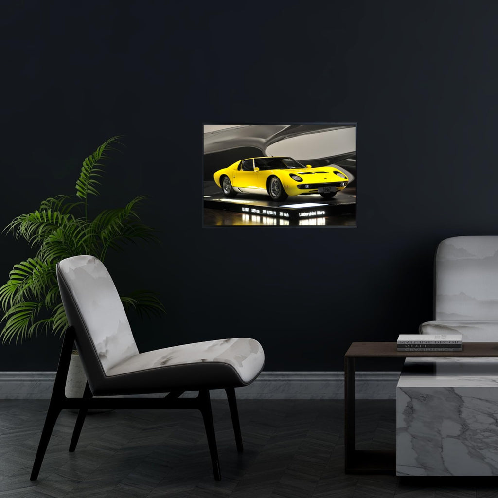 Blessed Posters Lamborghini Miura Poster Luxury Classic Supercar Wall Art Print for Living Room Bedroom Garage Décor