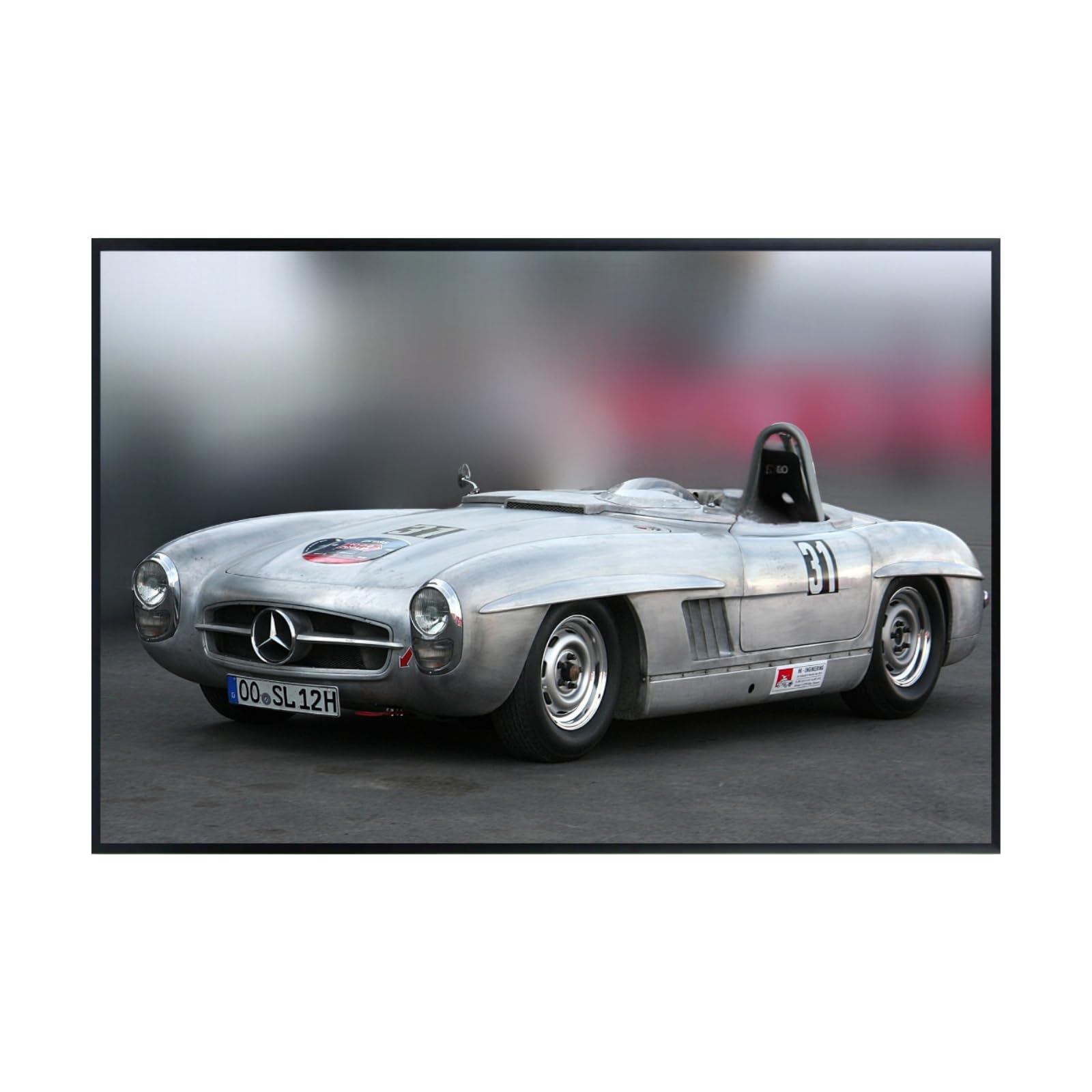 Blessed Posters Mercedes-Benz 300SL Gullwing Poster – Classic Vintage Sports Car Wall Art Print for Garage, Office, or Bedroom German Engineering Icon