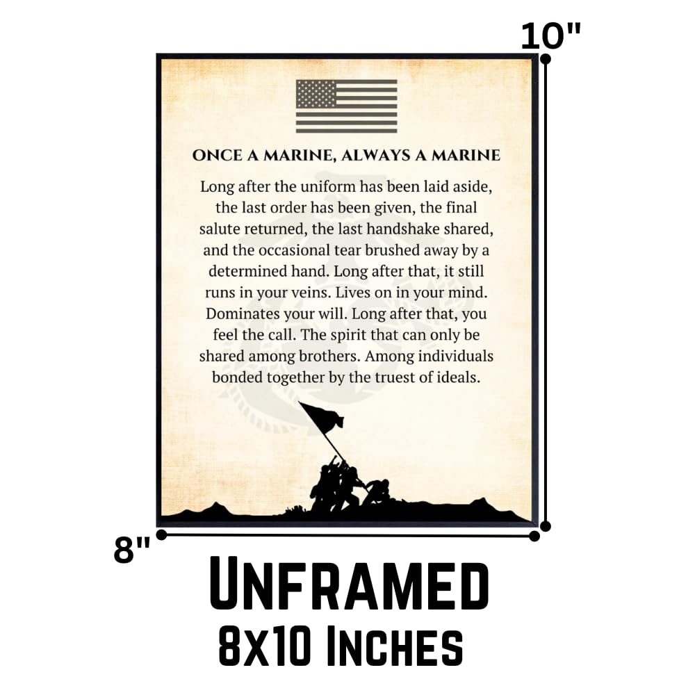 Blessed Posters Once a Marine Always a Marine Marine Corps Military Home Decor Patriotic American Wall Art USMC Decoration Gift for Veterans