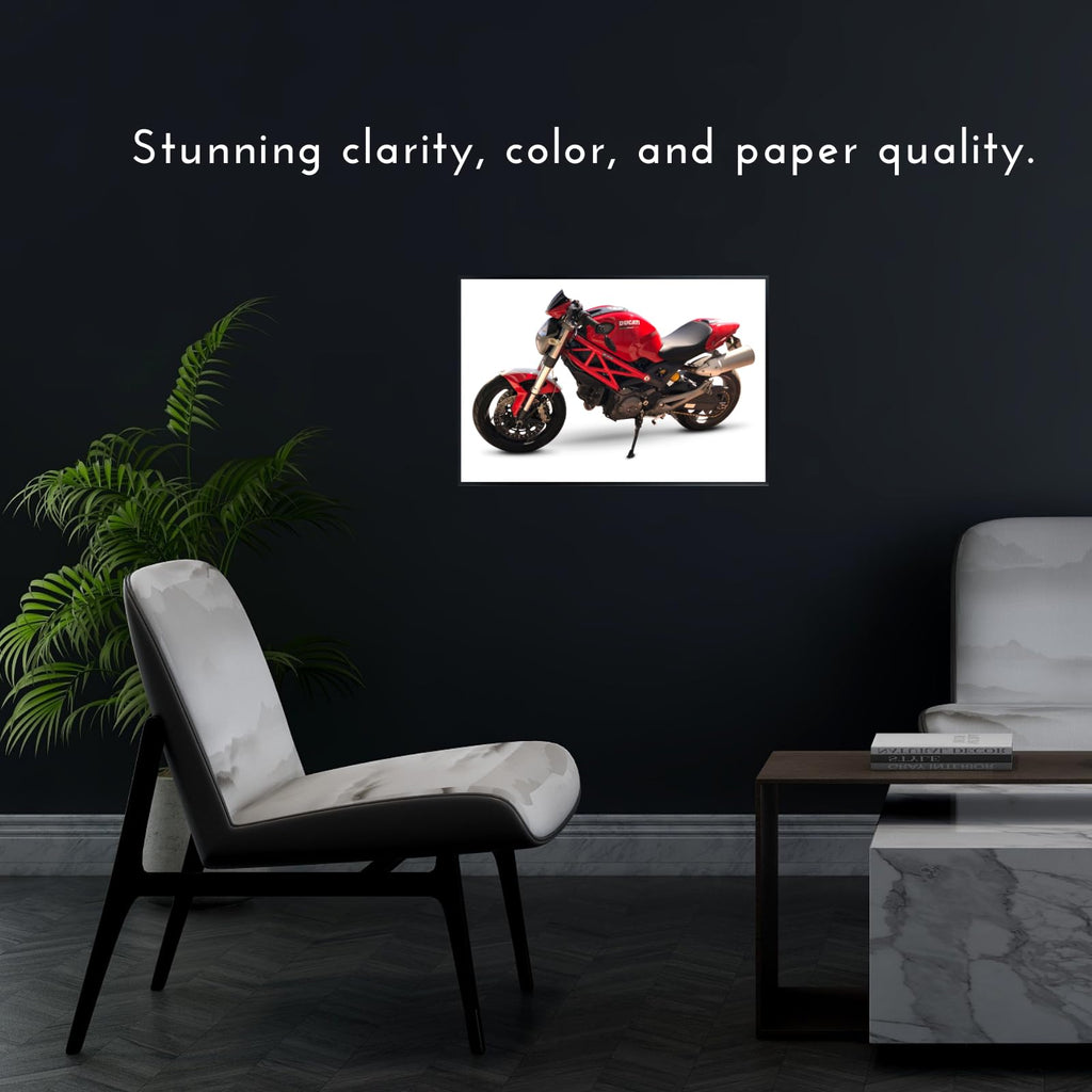 Ducati Monster 696 Street Bike Wall Art Print - Rider Decor for Garage, Office, or Man Cave