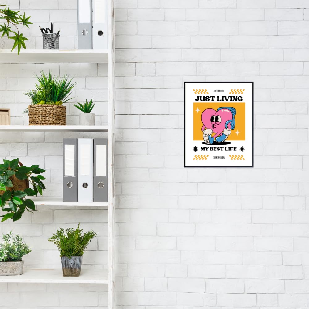 Living My Best Life Positive Affirmation Wall Art Motivational Poster Room Decor for Girls Women Bedroom Home