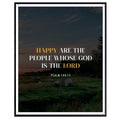 Psalm 144:15 Bible Verse Wall Art Scripture Poster Print Christian Home Decor Inspirational Faith Gifts