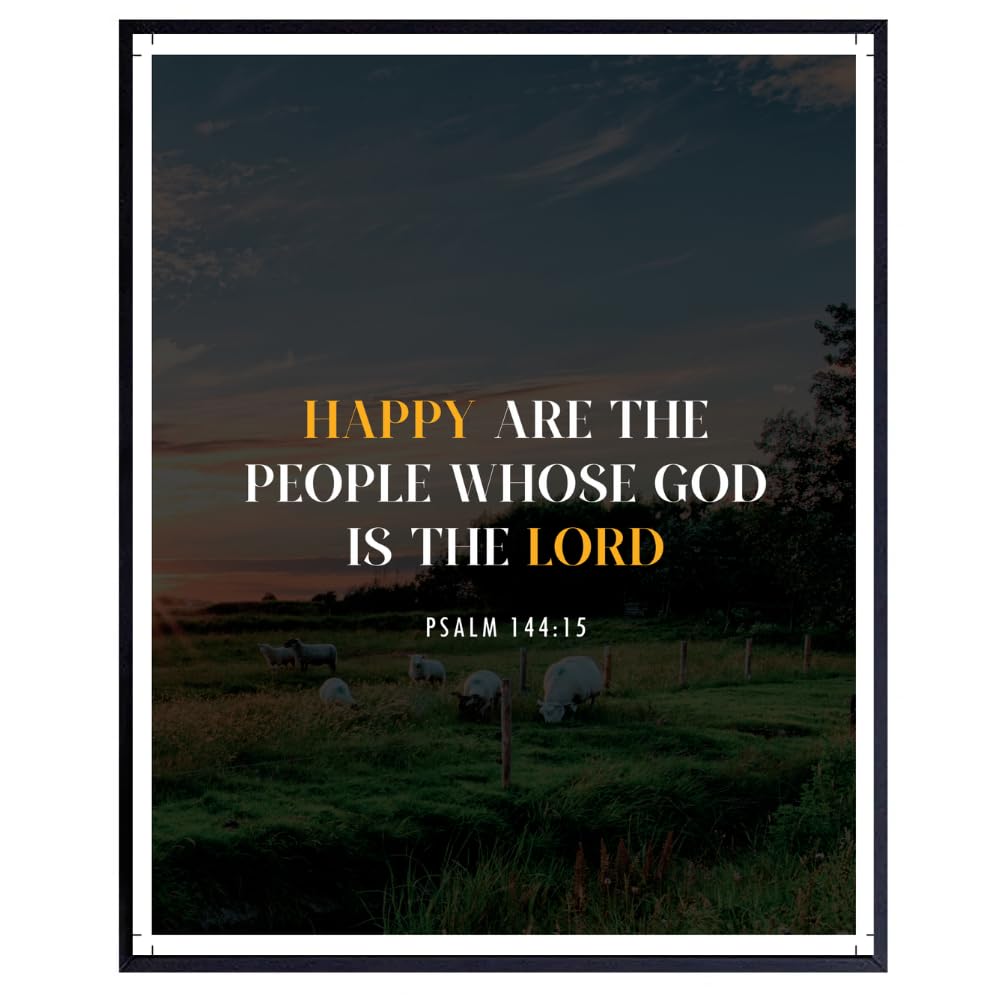 Psalm 144:15 Bible Verse Wall Art Scripture Poster Print Christian Home Decor Inspirational Faith Gifts