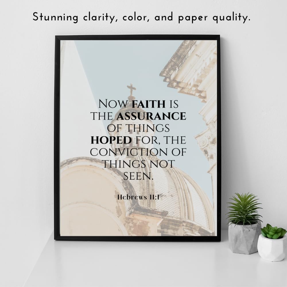 Hebrews 11:1 Bible Verse Wall Art Christian Scripture Poster Print Inspirational Faith Quote Modern Home Decor Gift for Christians
