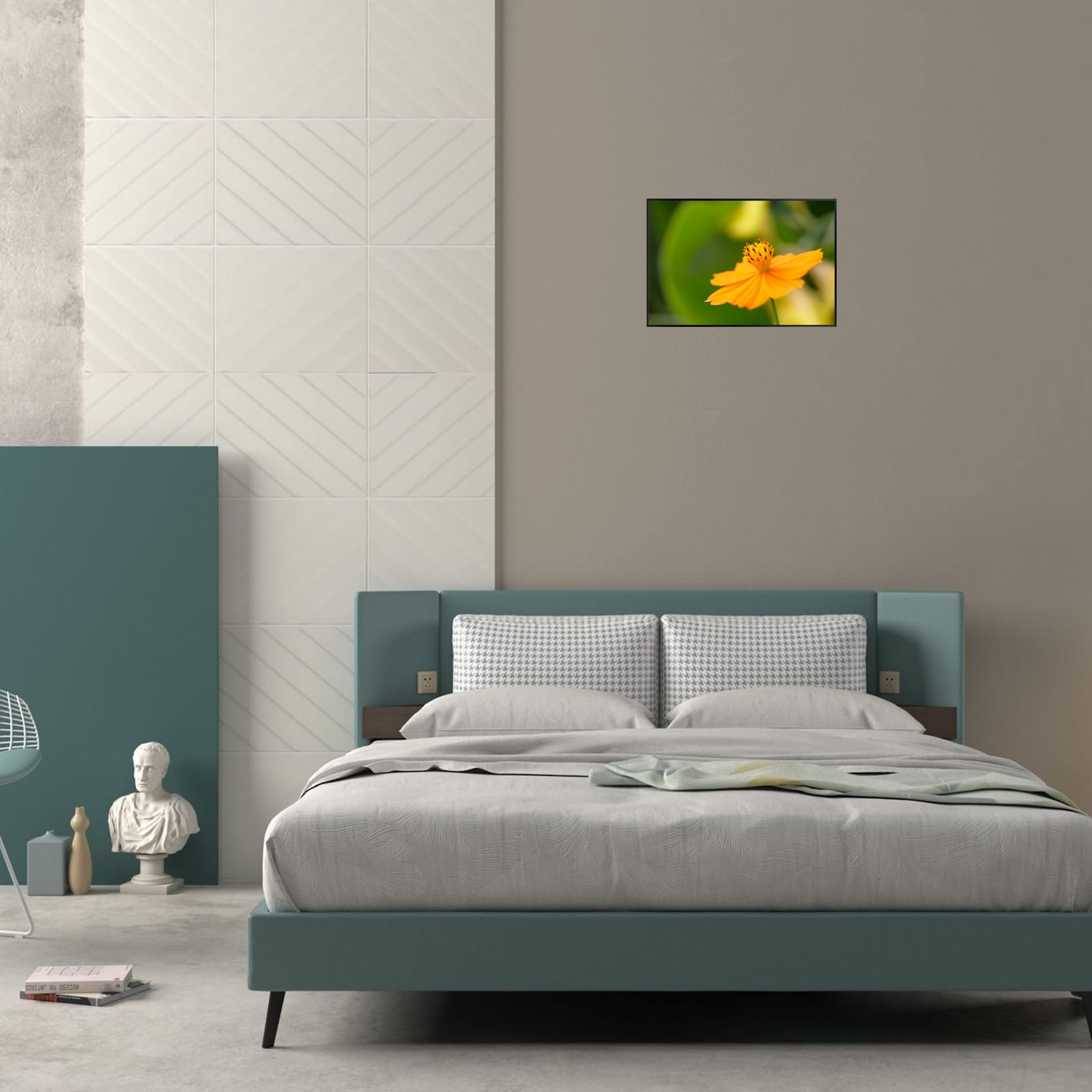 Elegant Sulfur Cosmos Flower Wall Art Poster – Home Decor Botanical Print for Living Room, Bedroom, Office Wall Decor