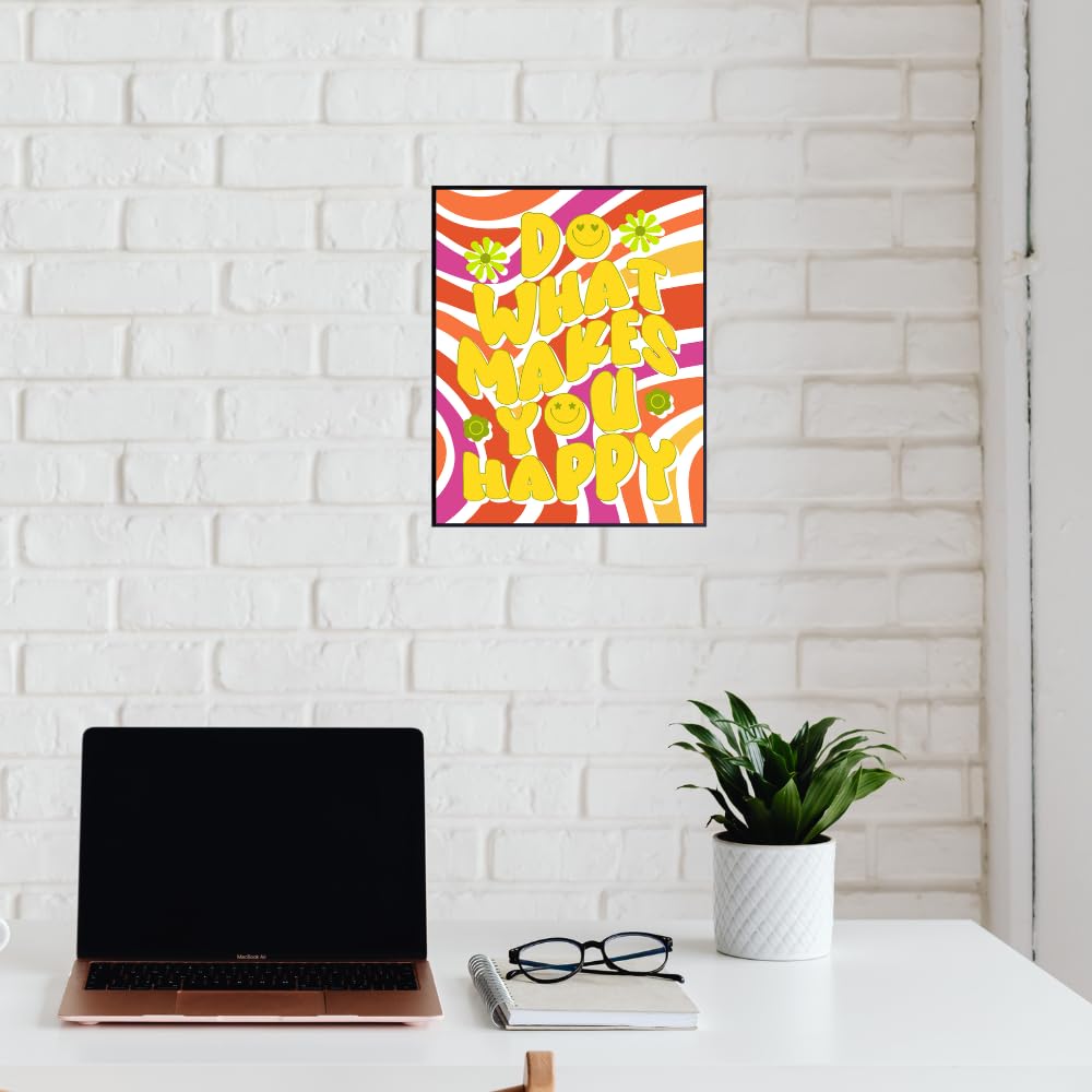 Blessed Poster Do What Makes You Happy Positive Affirmation Wall Art Motivational Print Room Decor for Girls Women Bedroom Home