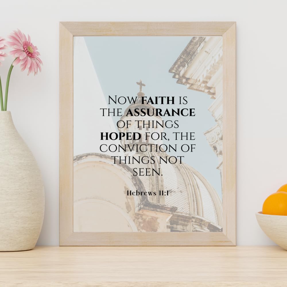 Hebrews 11:1 Bible Verse Wall Art Christian Scripture Poster Print Inspirational Faith Quote Modern Home Decor Gift for Christians