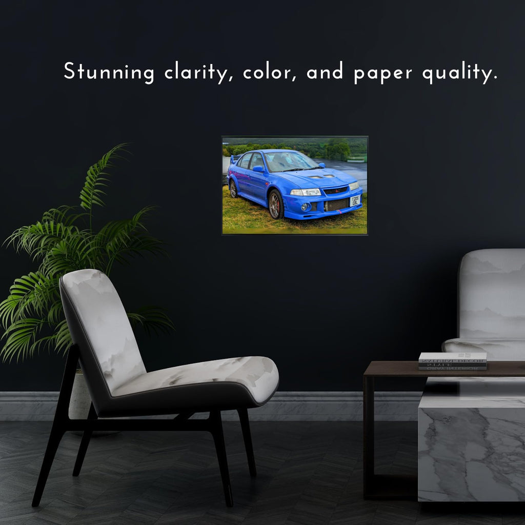 Blessed Posters Mitsubishi Lancer Evolution VI Wall Poster – Legendary JDM Performance Car Art for Garage Bedroom Office or Living Room – Collector Tuner Decor