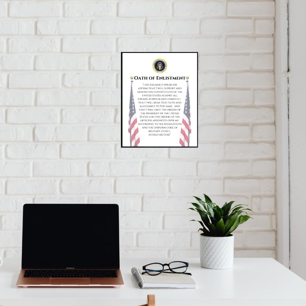 Blessed Posters Oath of Enlistment Poster Patriotic American Military Wall Art Inspirational Home Room Decor Gift for Veterans