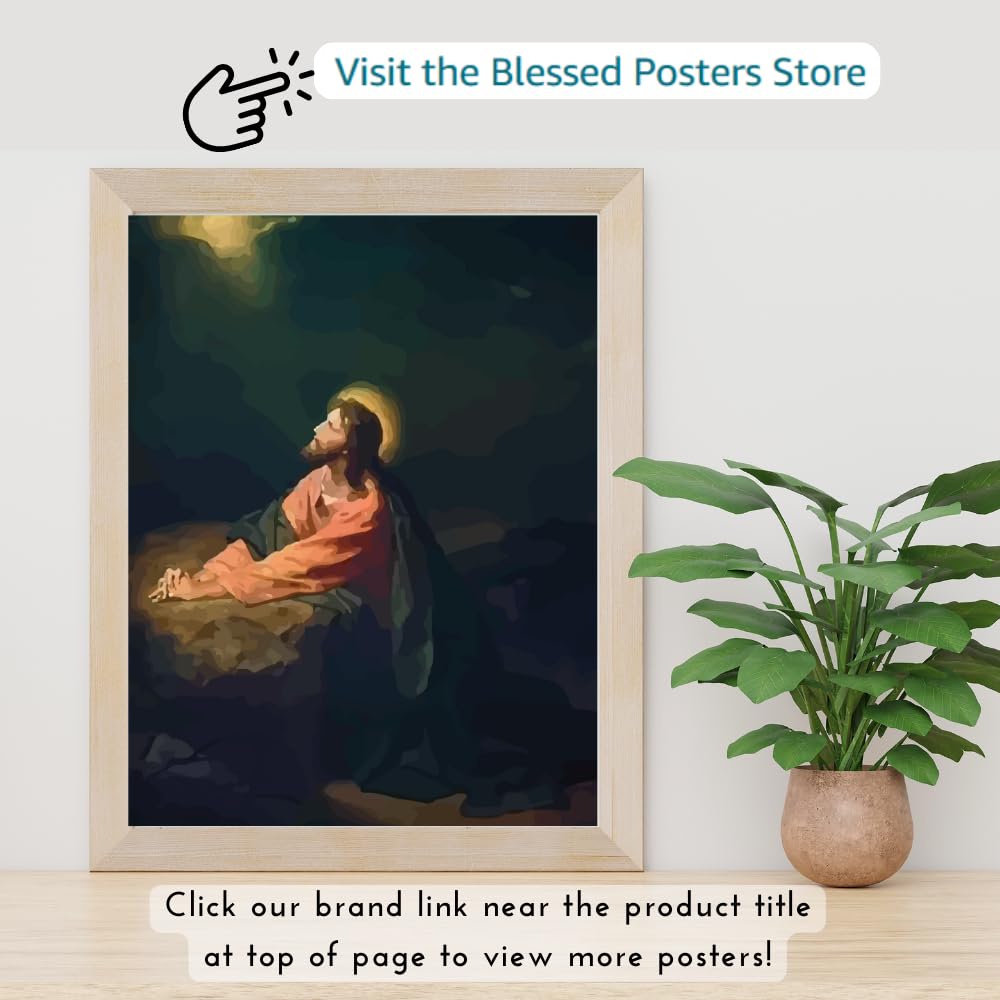 Blessed Posters Jesus God Painting Christian Portrait Religious Wall Art Spiritual Artwork Home Office Decor Gift