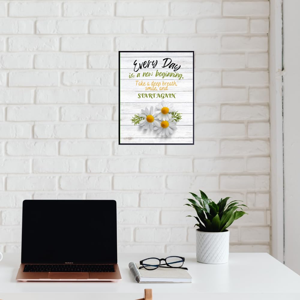 Every Day is a New Beginning Wall Art Print - Positive Affirmation Poster - Inspirational Quote Decor for Bedroom Living Room Office - Motivational Gifts for Women