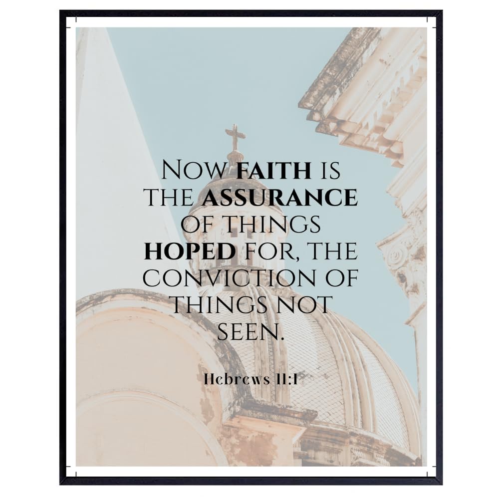 Hebrews 11:1 Bible Verse Wall Art Christian Scripture Poster Print Inspirational Faith Quote Modern Home Decor Gift for Christians