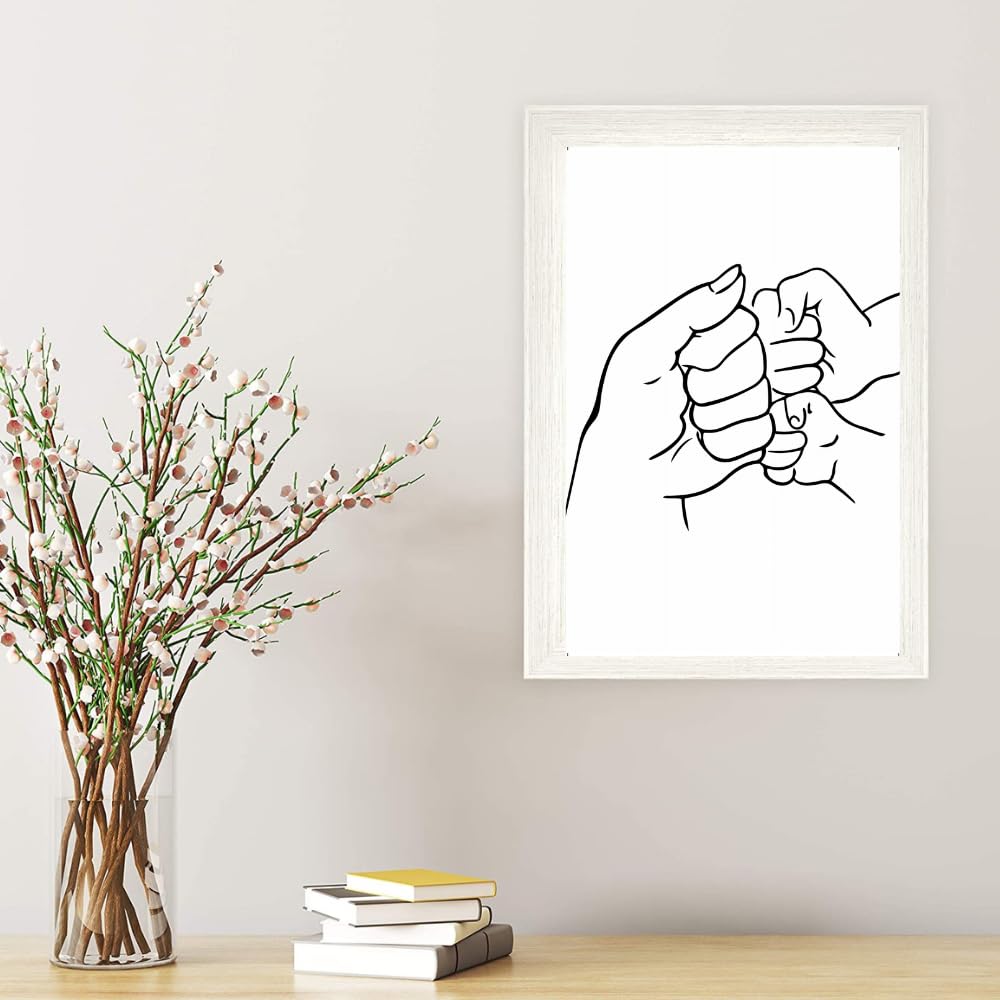 Mother and Baby Wall Art – Minimalist Abstract Line Poster of Hands – Nursery Kids Room Canvas Modern Home Decor – Nordic Style Wall Art
