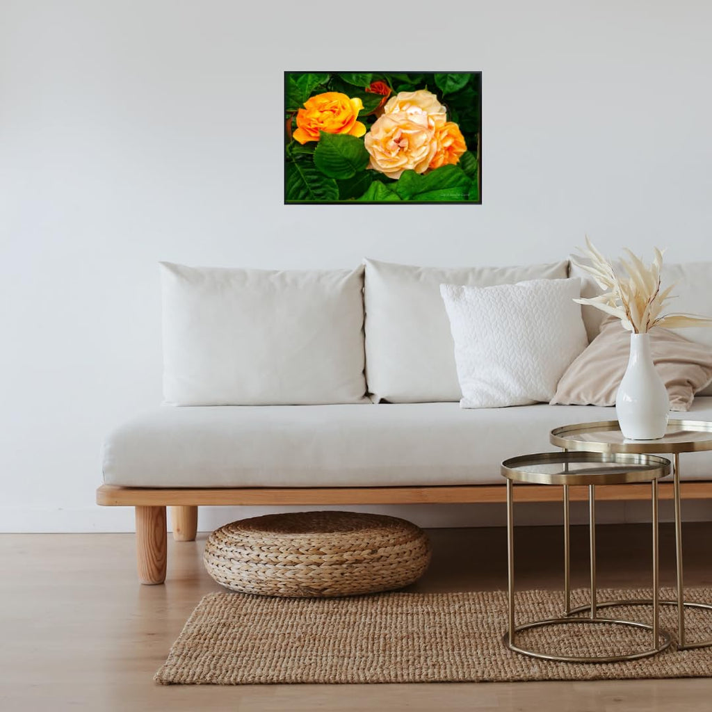 Amber Glow Rose Wall Art Poster – Floral Home Decor, Botanical Print for Living Room, Bedroom, Office, Gift, Nature Artwork