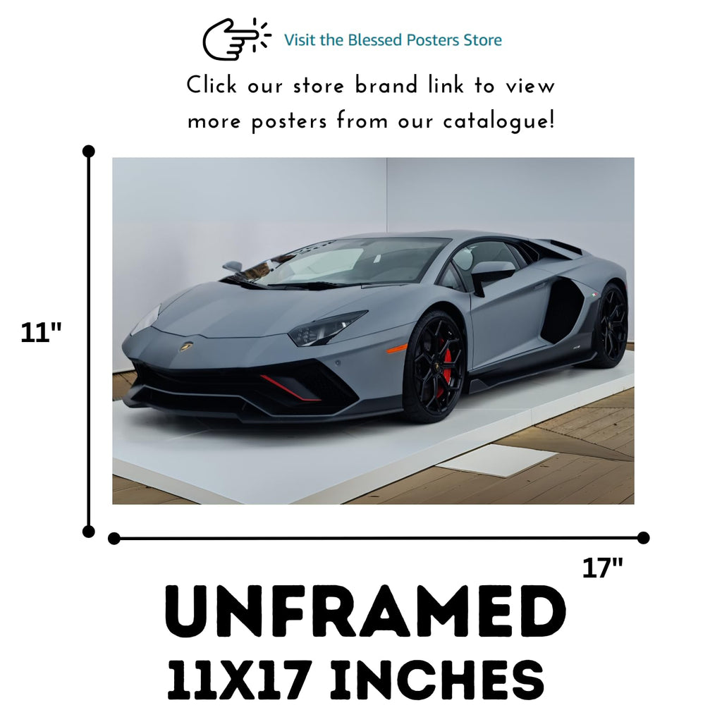 Blessed Posters Lamborghini Aventador Poster – Modern Supercar Wall Art Print, Hypercar Artwork for Garage, Office, Bedroom, or Living Room Decor