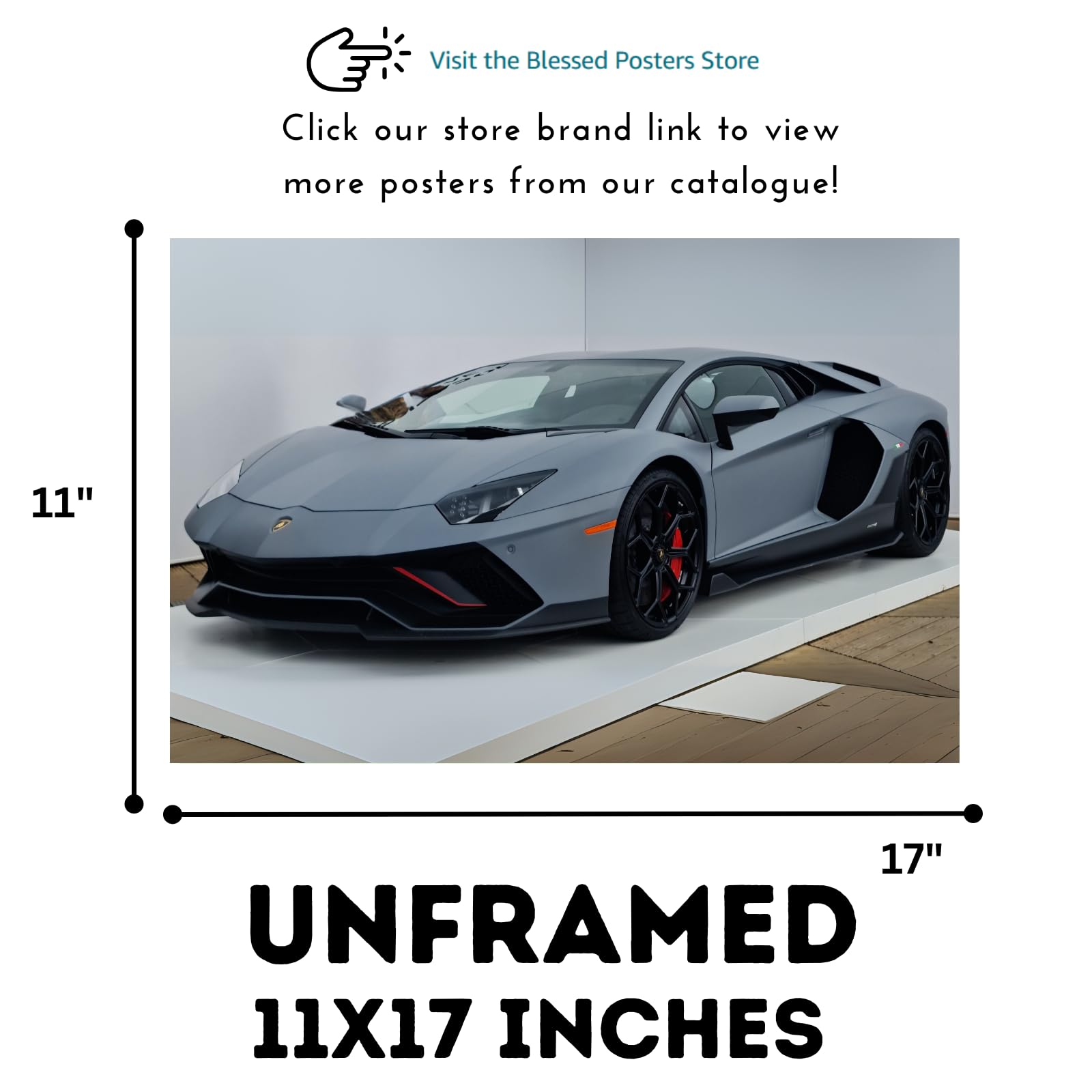 Blessed Posters Lamborghini Aventador Poster – Modern Supercar Wall Art Print, Hypercar Artwork for Garage, Office, Bedroom, or Living Room Decor