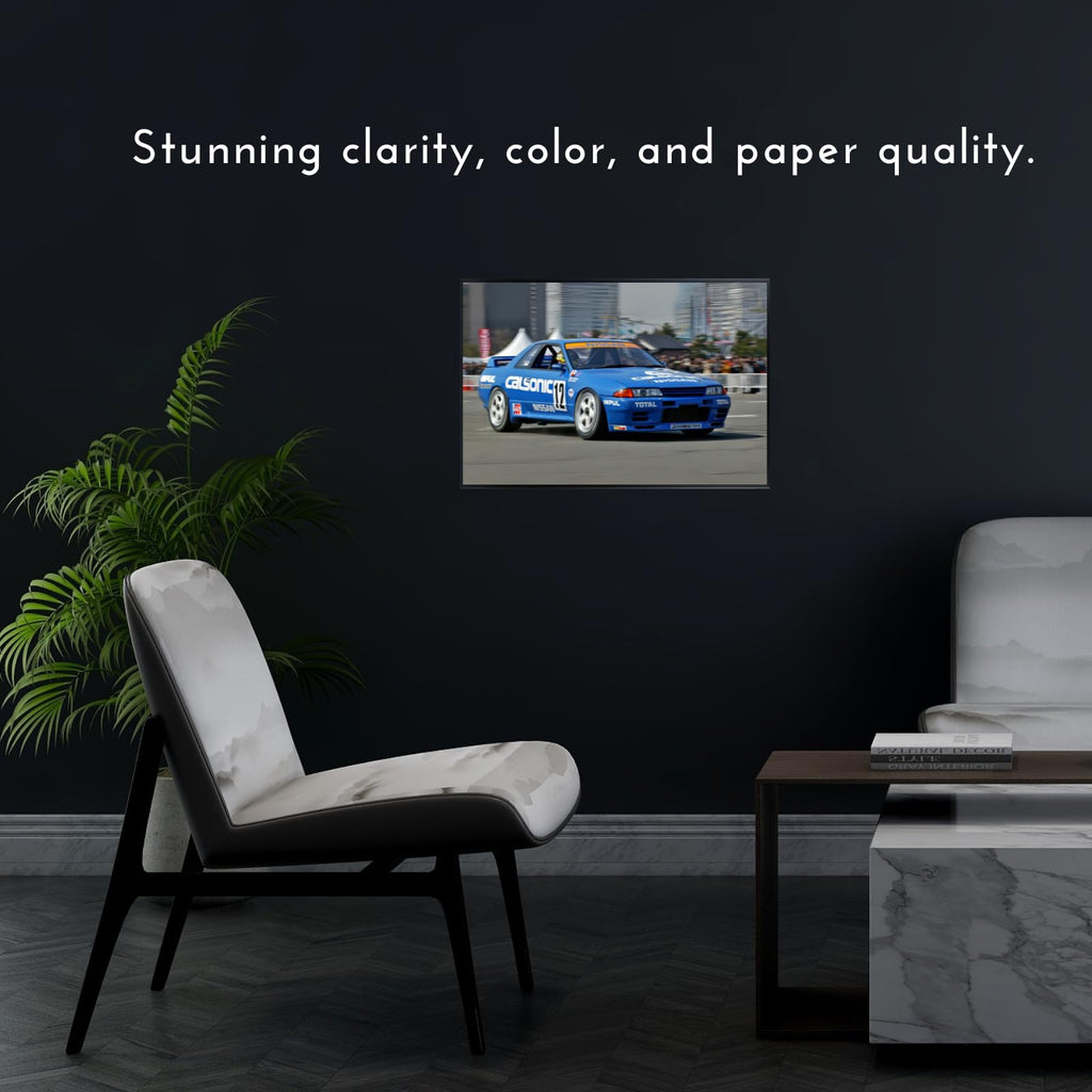 Blessed Posters GT-R Poster – Classic Japanese Sports Car Wall Art for Garage, Lounge, or Workspace – Collector-Grade Auto Decor