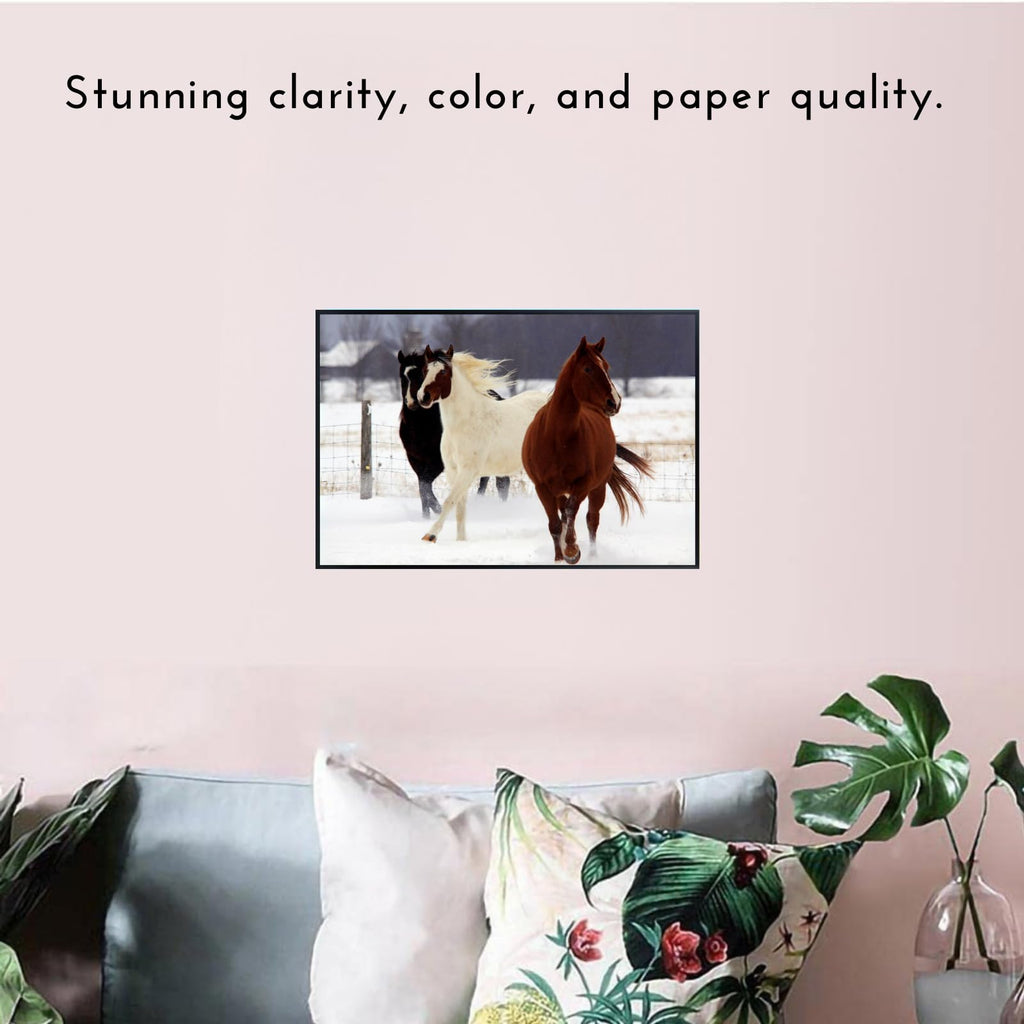 Wildlife Wall Art – Carlton Horses Poster Print for Bedroom, Living Room, Office, or Study Décor