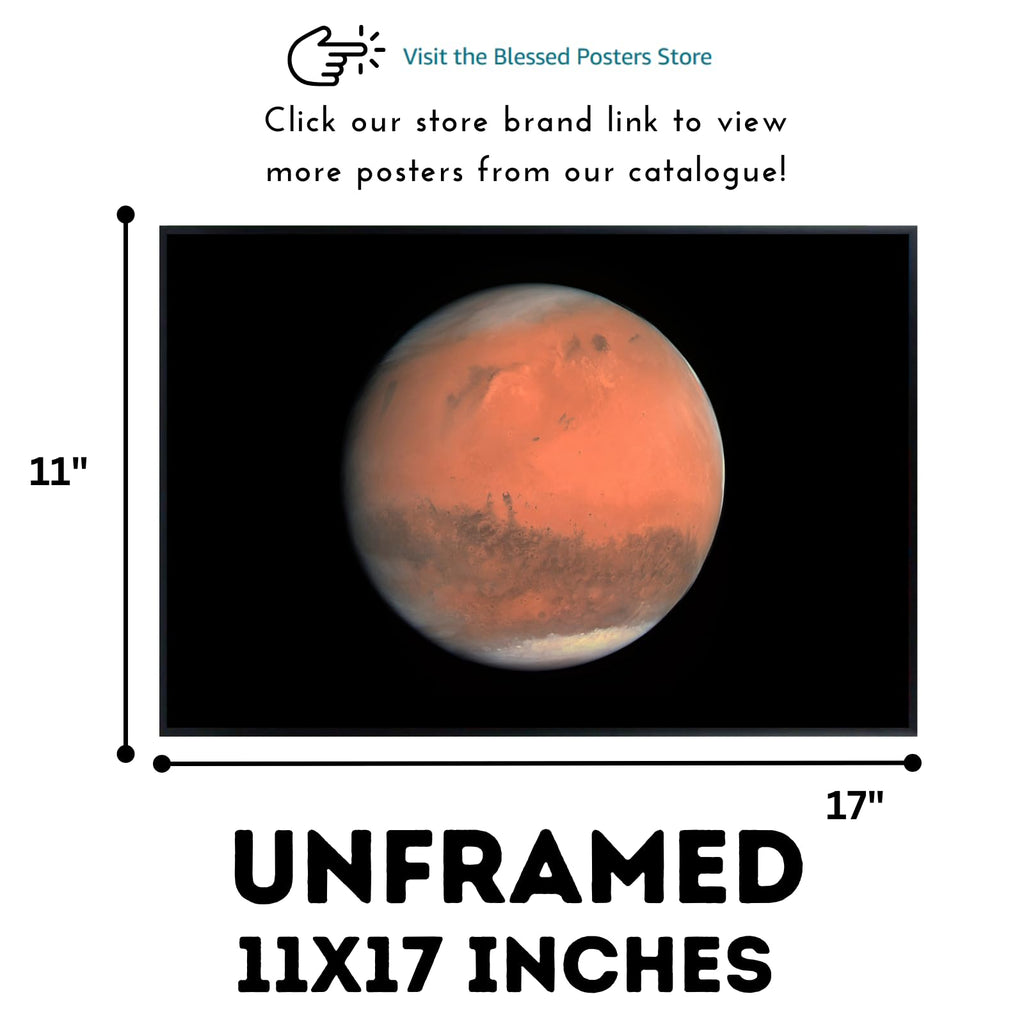 Blessed Posters Mars Planet Poster – Space Wall Art Print for Bedroom, Living Room, Office, or Home Decor – Astronomy Galaxy Photography Artwork