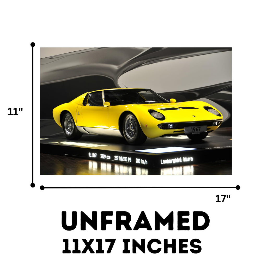 Blessed Posters Lamborghini Miura Poster Luxury Classic Supercar Wall Art Print for Living Room Bedroom Garage Décor
