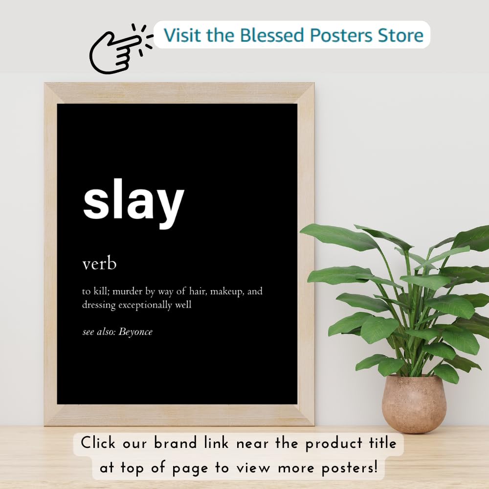 Slay Definition Poster Wall Art Inspirational Affirmations Print Motivational Quote Decor Gift for Girls Room Bedroom Office