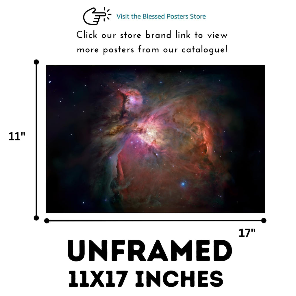 Blessed Posters Orion Nebula Poster – Galaxy Space Wall Art Print – Astronomy Photography Artwork for Bedroom Living Room Home Office Decor