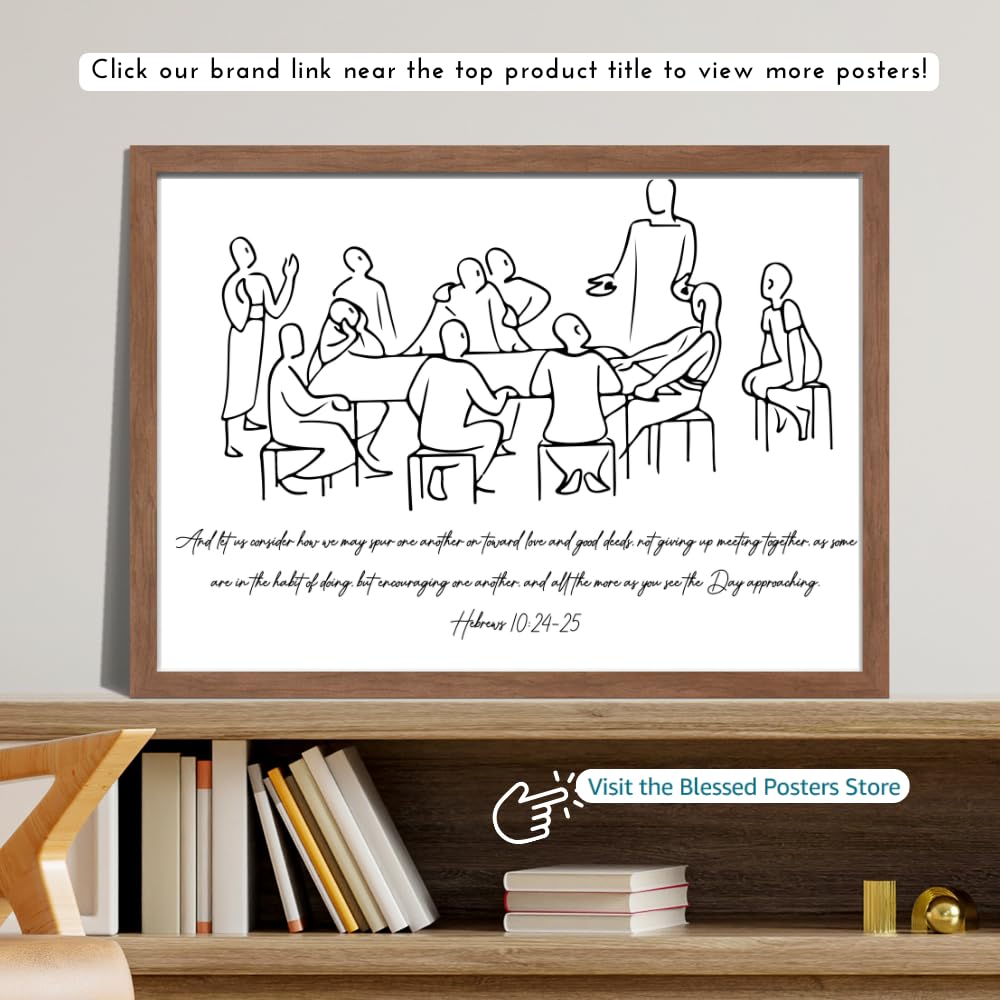 Blessed Posters Christian Wall Art – Hebrews 10:24-25 Scripture Print – Inspirational Bible Verse Decor Gift for Women