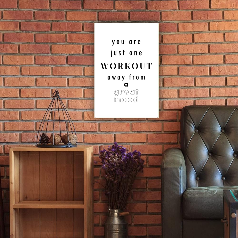 One Workout Away from a Great Mood Wall Art – Motivational Gym Poster – Fitness Quote Print for Home Gym or Workout Room – Gift for Gym Lovers